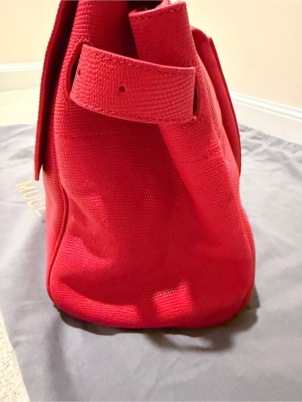 Mulberry Bayswater pressed Red leather lizard skin effect with Gold hardware - Picture 7 of 8